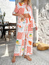 'Splendory' Collared Print Top and Pants Set - Celes Fashion